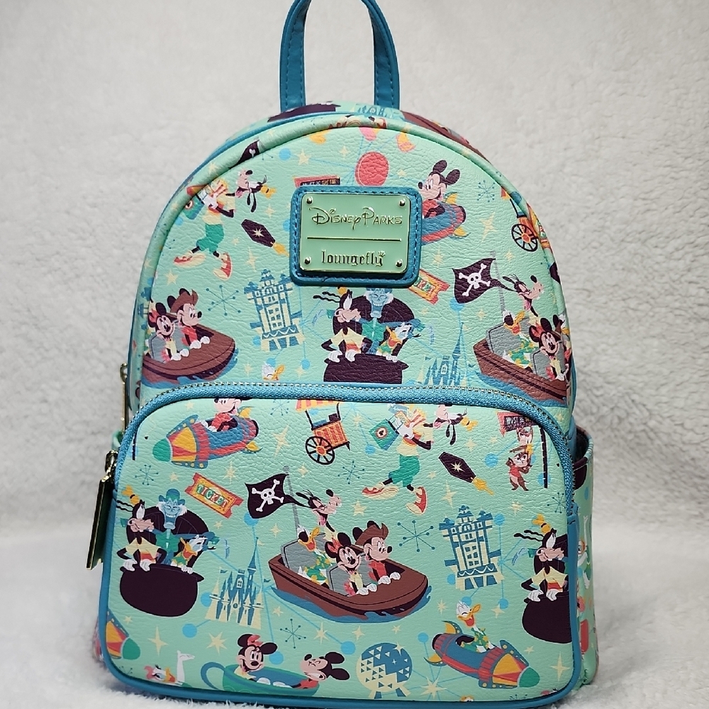Disney Blue Mini Backpack with Cartoon Pattern
